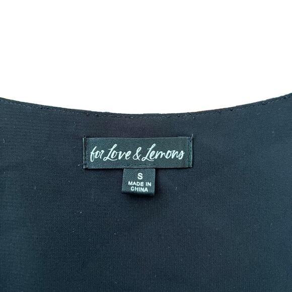 For Love & Lemons Womens June Bell Sleeve Black Checkerboard Mushroom Mini Dress - Picture 4 of 14